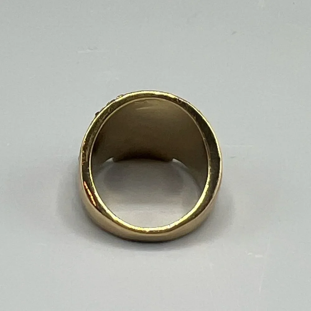 Men’s Rhinestone Gold-Tone Skull Ring Size 10